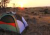 Camping in a tent