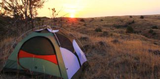 Camping in a tent