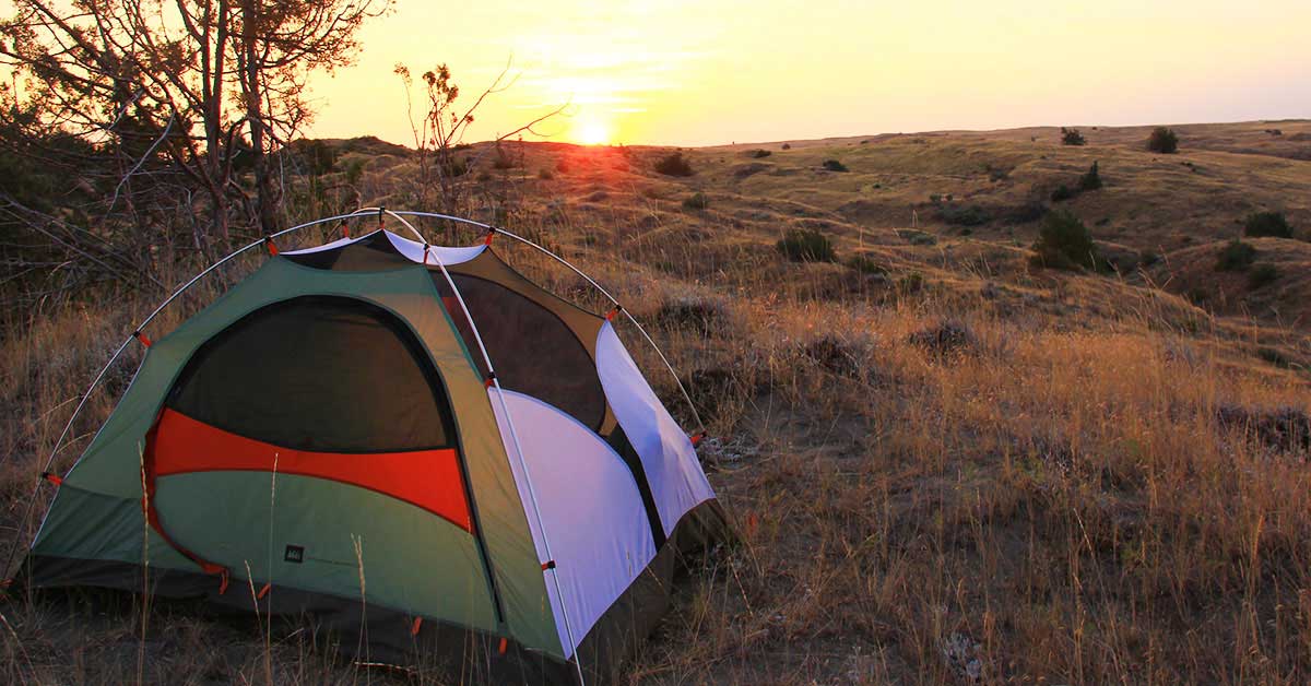 Camping in a tent