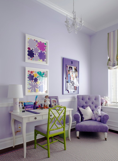Happy paint colors in this Purple-bedroom-by-Rusk-RenovationsHouzz