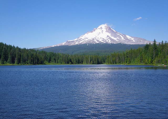 winter camping on Mount Hood, as seen from Trillium Lake