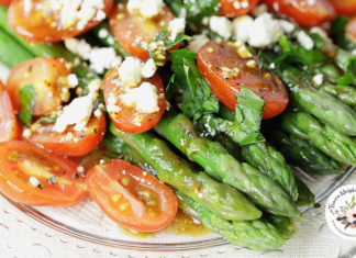 Asparagus side dish with feta and tomatoes 1