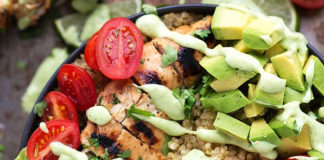 Grilled Honey-Lime Chicken over Cilantro-Lime Quinoa by Chelsea’s Messy Apron
