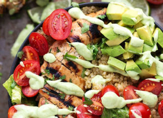 Grilled Honey-Lime Chicken over Cilantro-Lime Quinoa by Chelsea’s Messy Apron