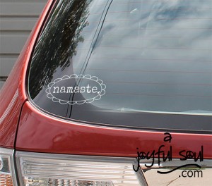 Yoga gift: Namaste bumper sticker from A Joyful Soul