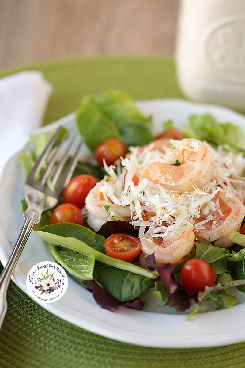 shrimp salad with cherry tomatoes and parmesan cheese 2