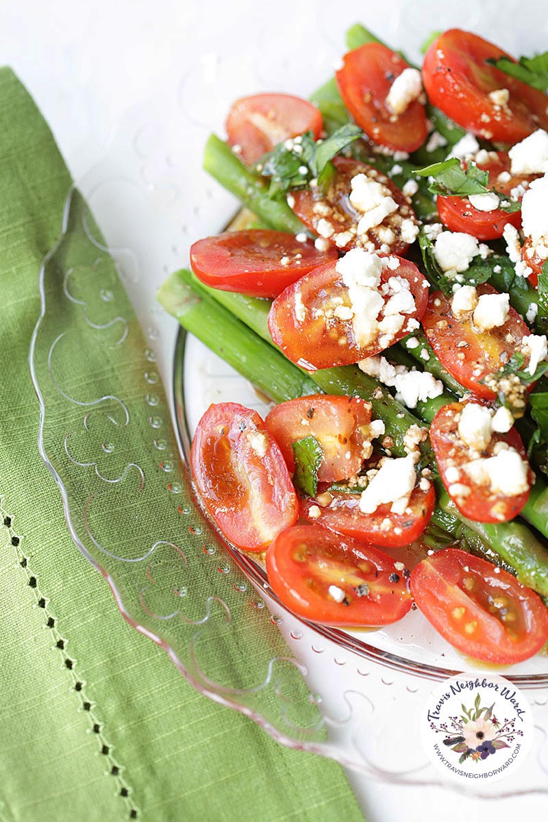 Asparagus side dish with feta cheese and tomatoes-2