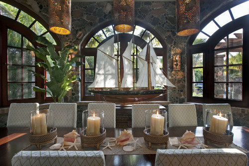 Dining room table centerpieces by Barefoot Design Group