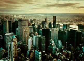 New York City Restaurants and skyline