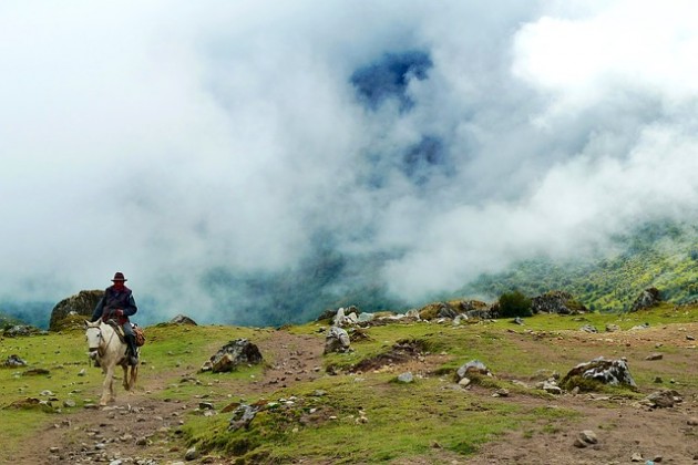 Horseback riding vacations can be in the mountains