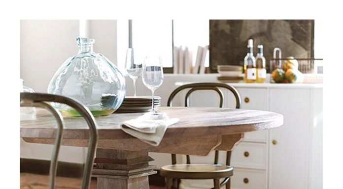 round kitchen tables: Aldridge antique gray dining table round 53 in