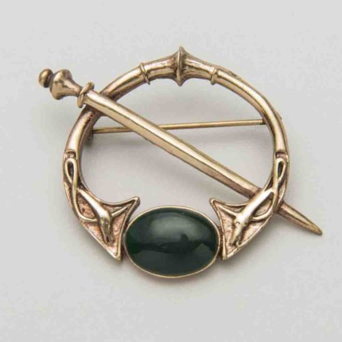 Celtic bronze green agate brooch from Kilkenny via The Irish Store