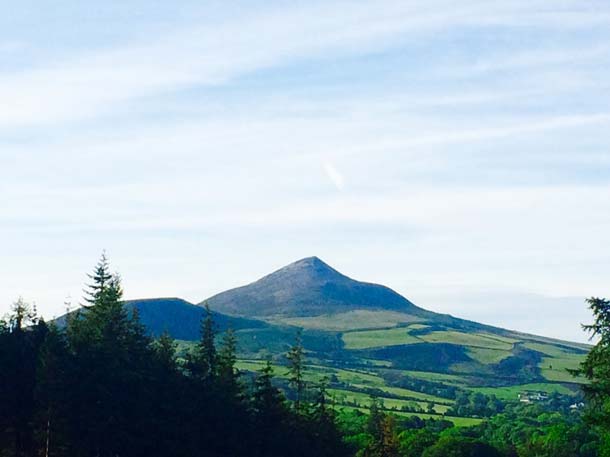 Sugar Loaf Mountain faces Powerscourt Hotel