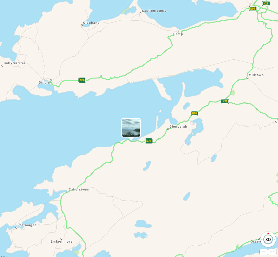 Map of driving the Ring of Kerry from Portmagee to Dingle