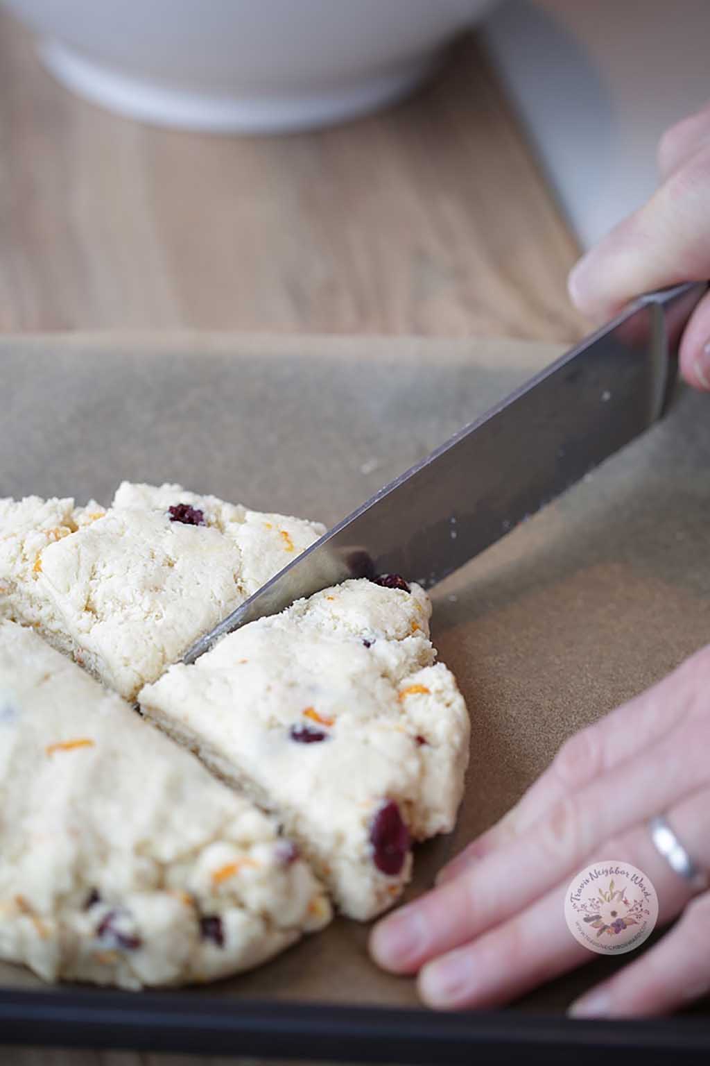 Cut the dough into triangles