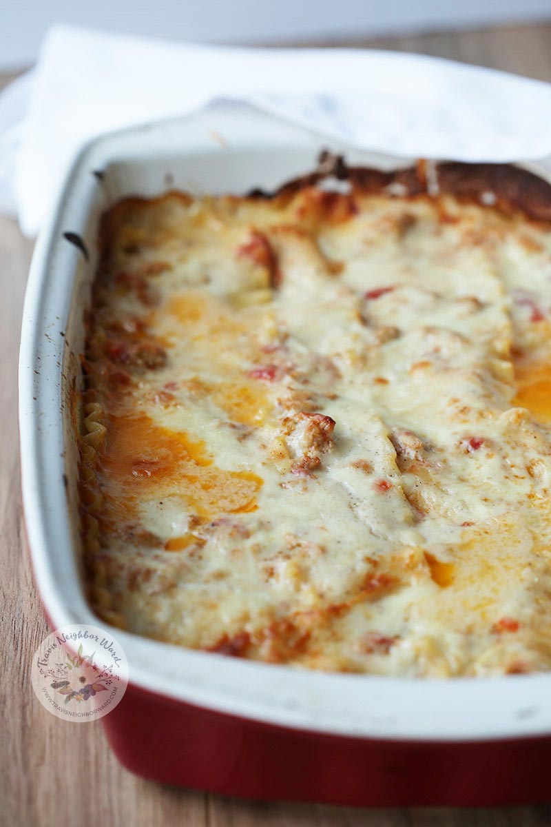 Traditional lasagna cooling down in my kitchen