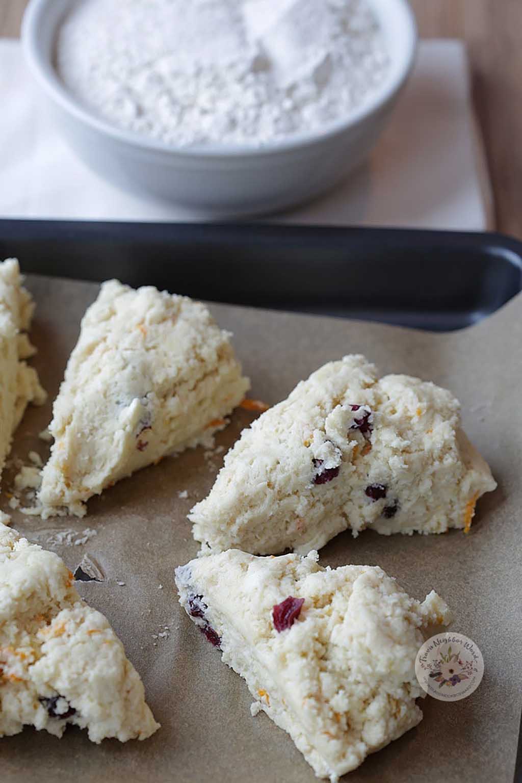 Orange cranberry scones are ready to bake!